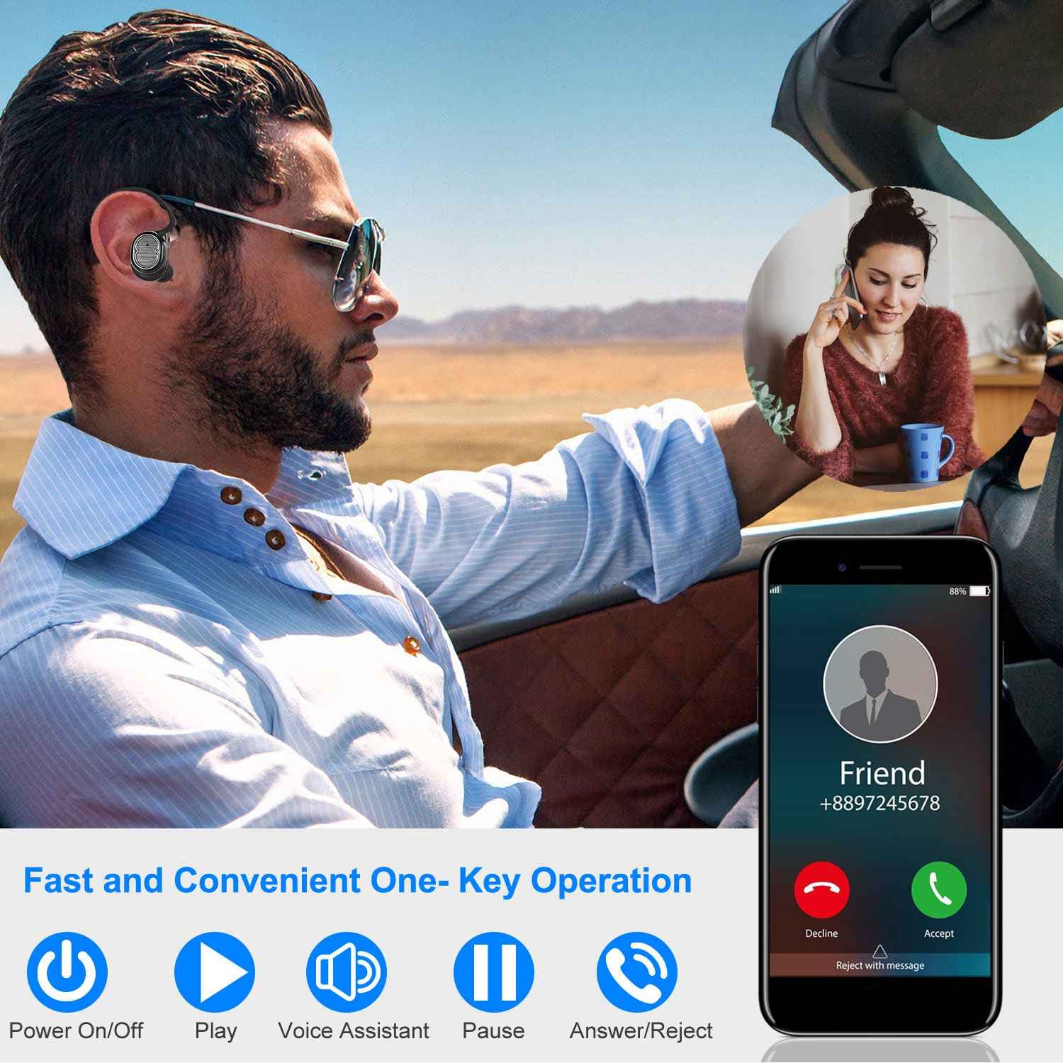 TWS Wireless Earbuds (BT 5.0, IPX4, Noise-Cancelling, Mic) 4