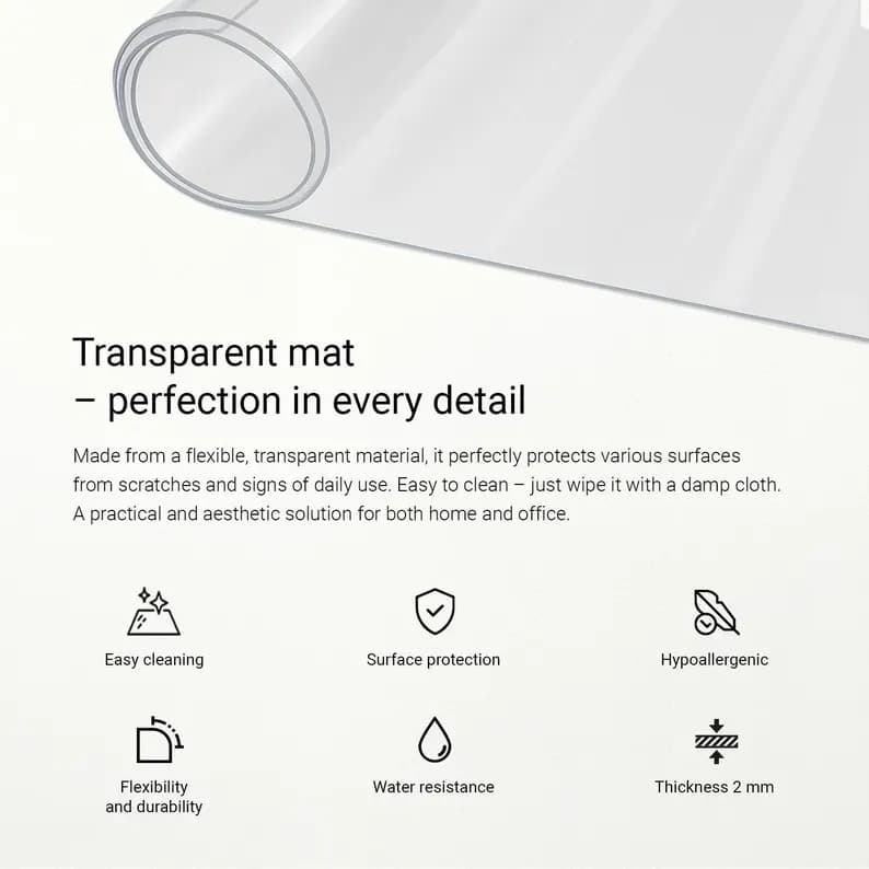 Clear PVC Table Cover Transparent Desk Protector Mat Waterproof Table Cover For Bedroom Dresser Study Table & Office Des 5