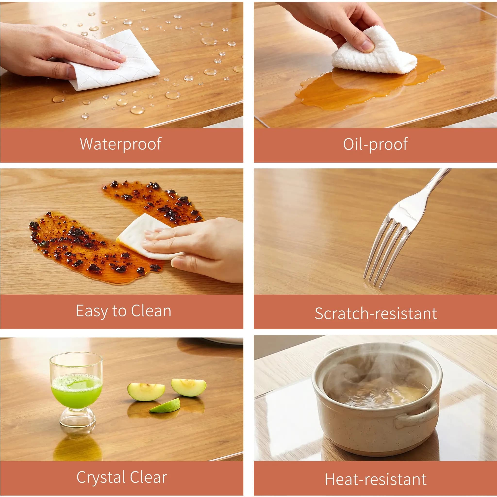 Table Cover 48x71Inch 1.5 Mm Thick Clear Desk Protector Rectangle PVC Desk Mat Waterproof & Easy Cleaning Desk 4